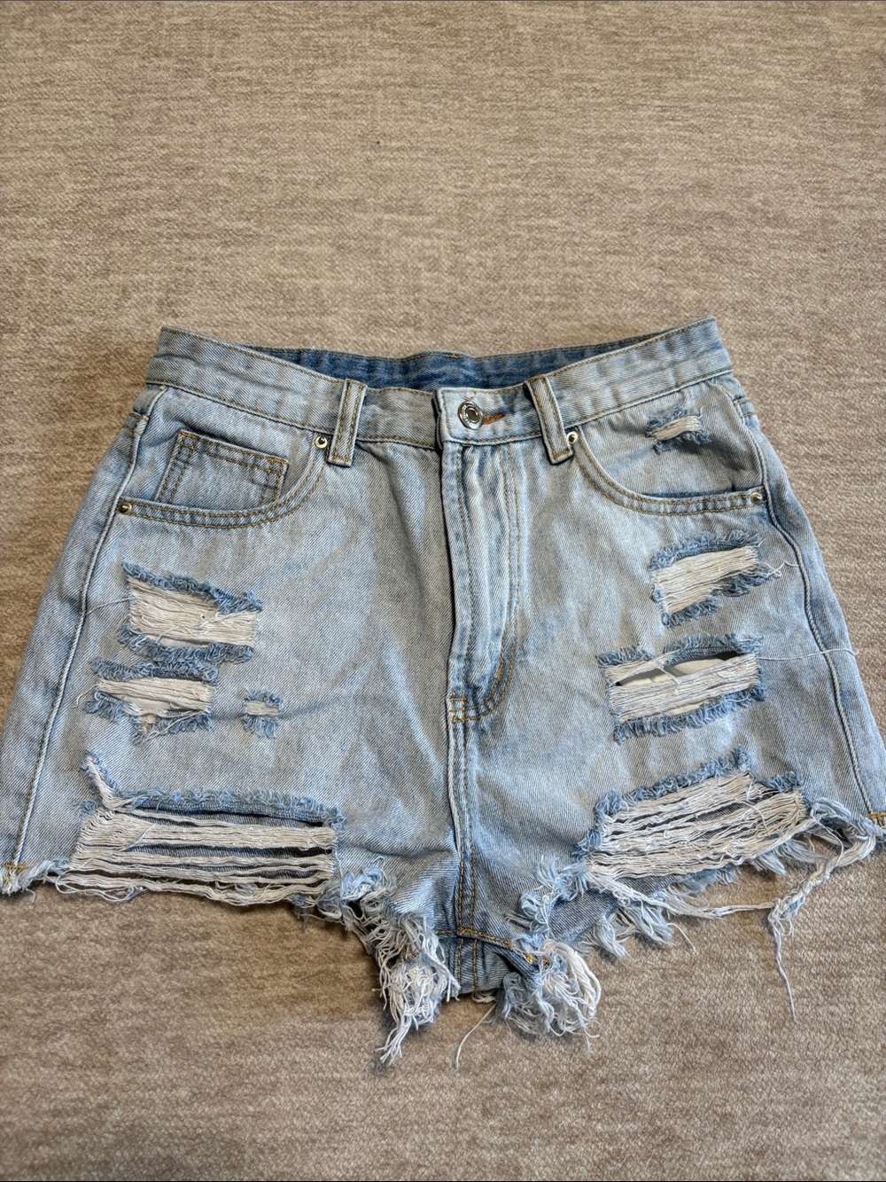 SHEIN Light Blue Ripped Denim Shorts